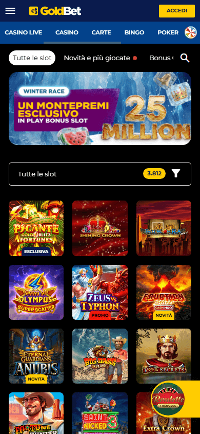 Goldbet mobile app โ slots & live casino view